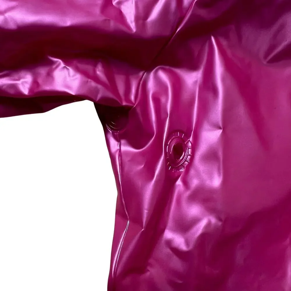 Vintage Y2K Disney Store Princess Pink Vinyl Raincoat Hood Belle Cinderella S/M